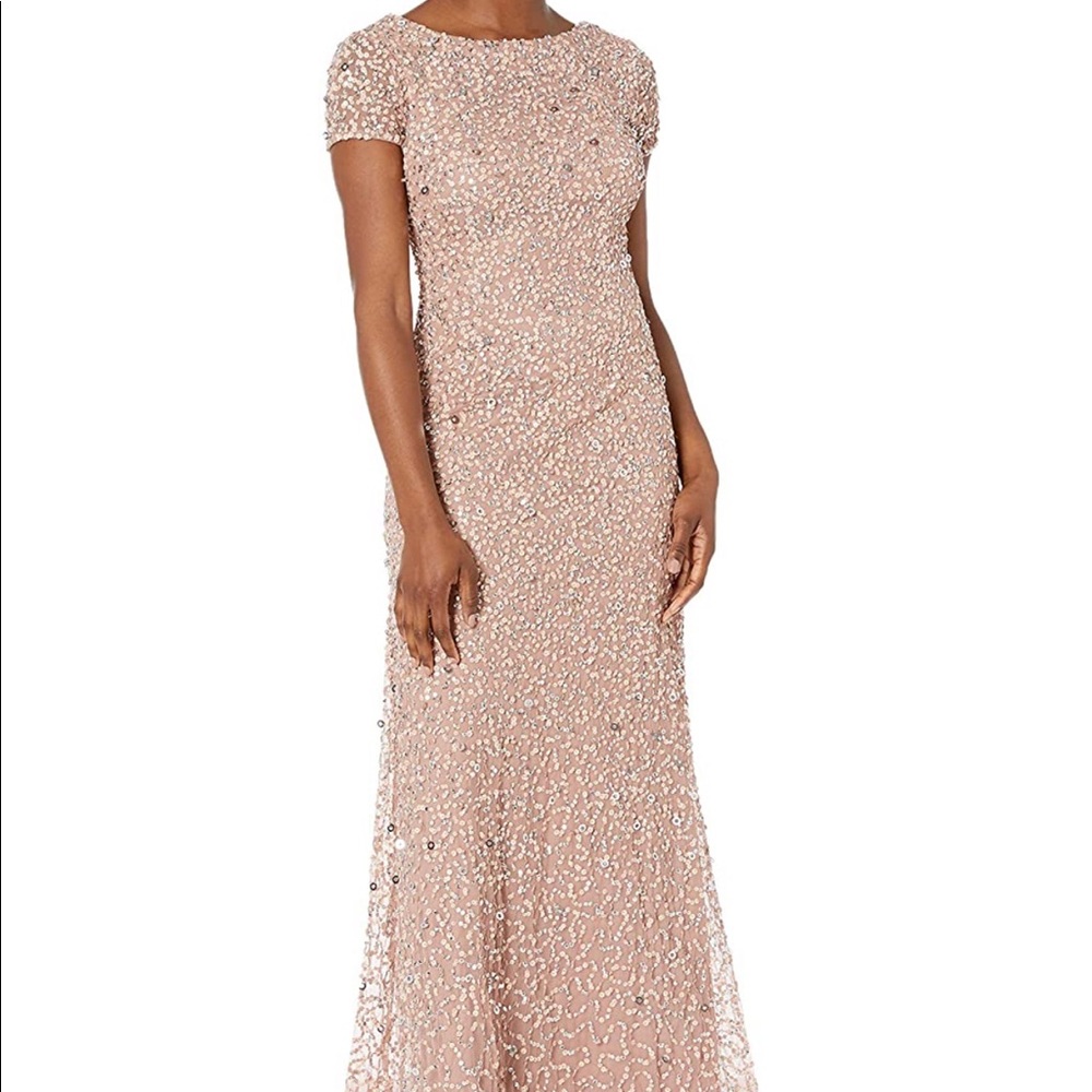 NWT Adrianna Papell Scoop Back Sequin Gown(S5)